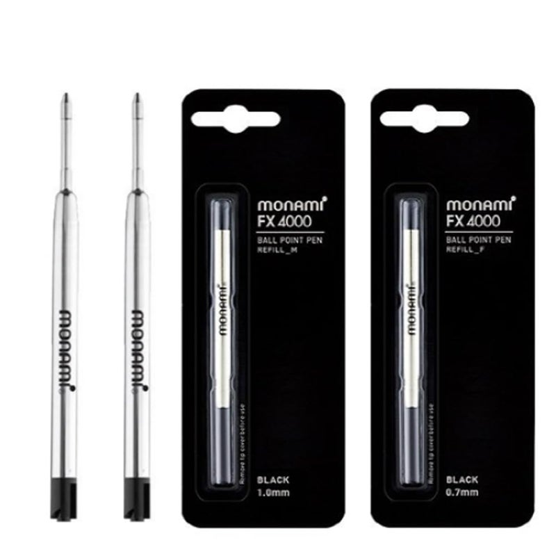 Monami 4 Pcs MONAMI FX-4000 153 Ballpoint Pen Refill 0.7mm(2Pcs)/1.0mm(2Pcs) - Image 1